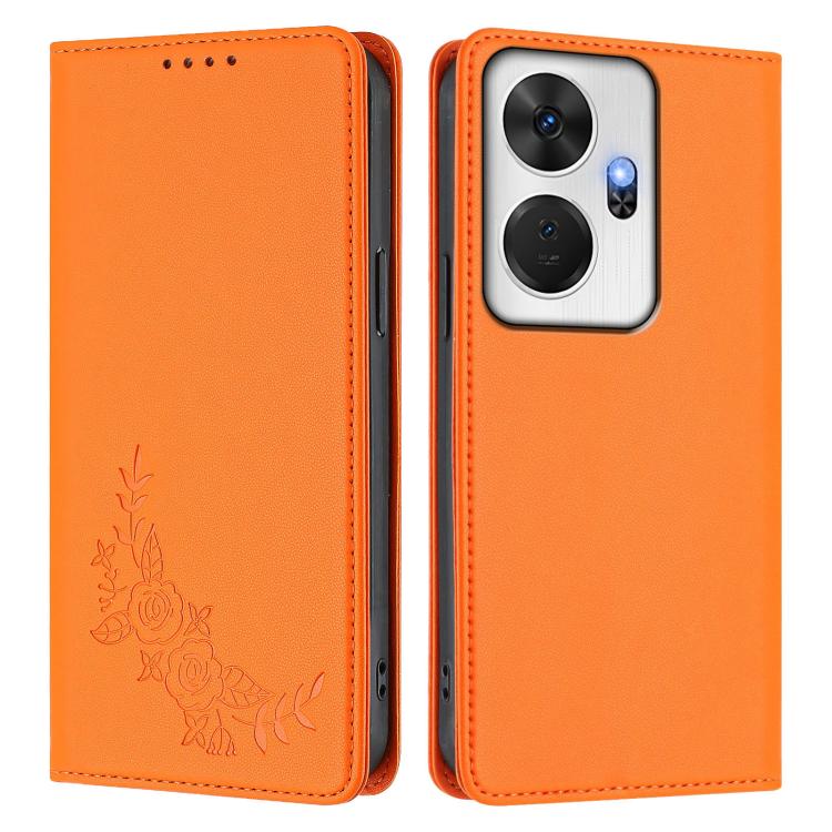 For Itel P55+ Peony Embossed Magnetic RFID Vegan Leather Phone Case