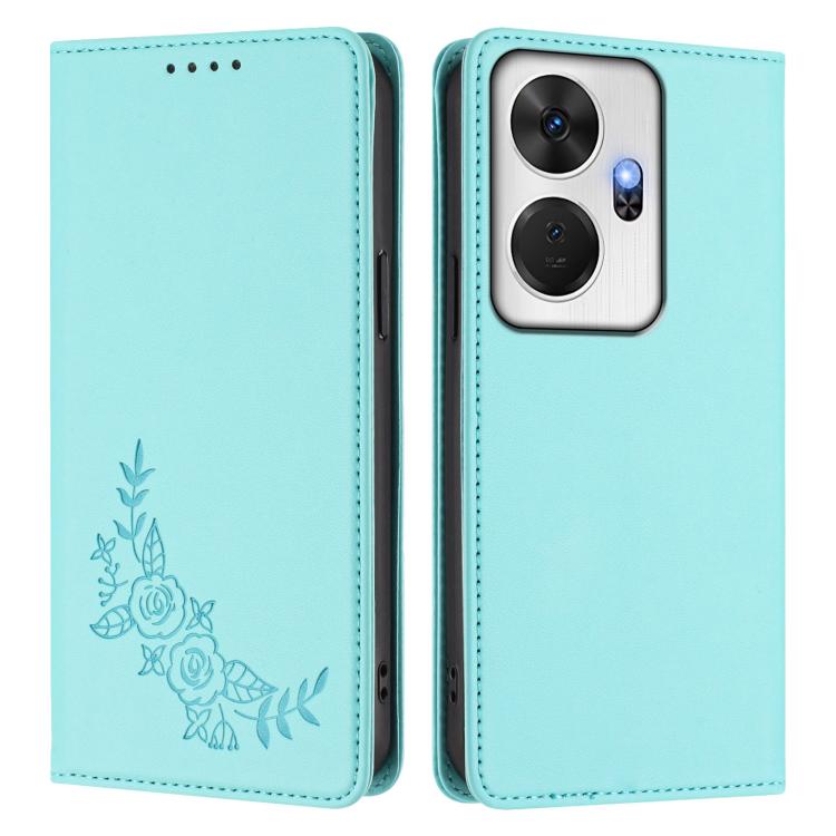 For Itel P55+ Peony Embossed Magnetic RFID Vegan Leather Phone Case