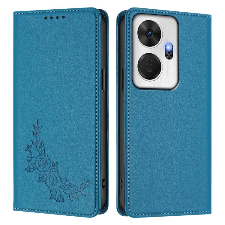 For Itel P55+ Peony Embossed Magnetic RFID Vegan Leather Phone Case