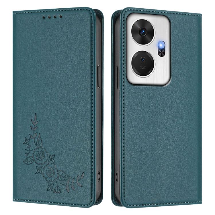 For Itel P55+ Peony Embossed Magnetic RFID Vegan Leather Phone Case