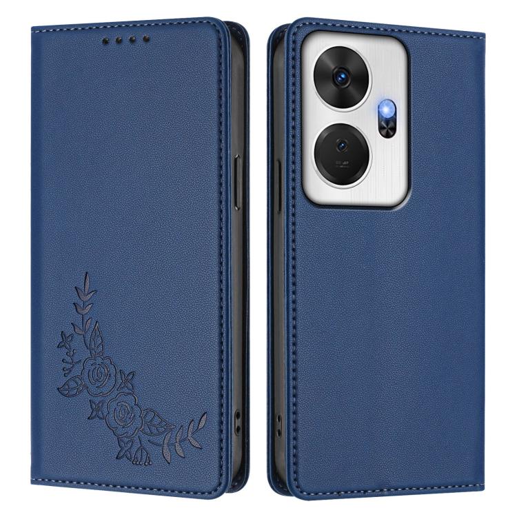 For Itel P55+ Peony Embossed Magnetic RFID Vegan Leather Phone Case