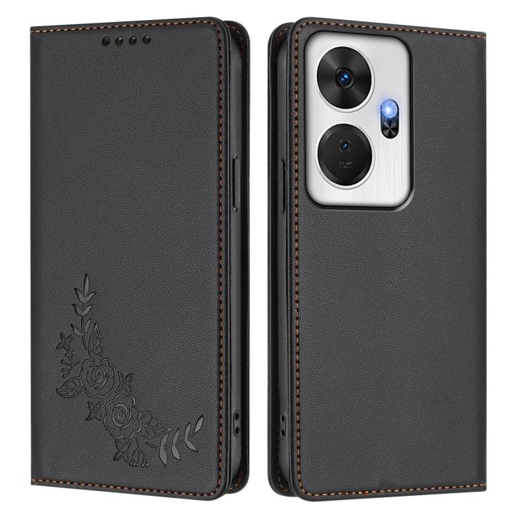 For Itel P55+ Peony Embossed Magnetic RFID Vegan Leather Phone Case