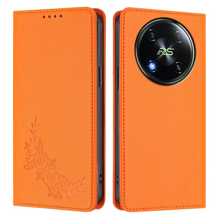 For Itel RS4 / S666LN Peony Embossed Magnetic RFID Vegan Leather Phone Case