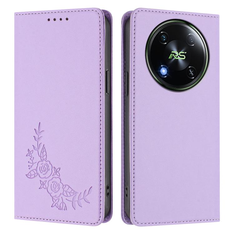 For Itel RS4 / S666LN Peony Embossed Magnetic RFID Vegan Leather Phone Case