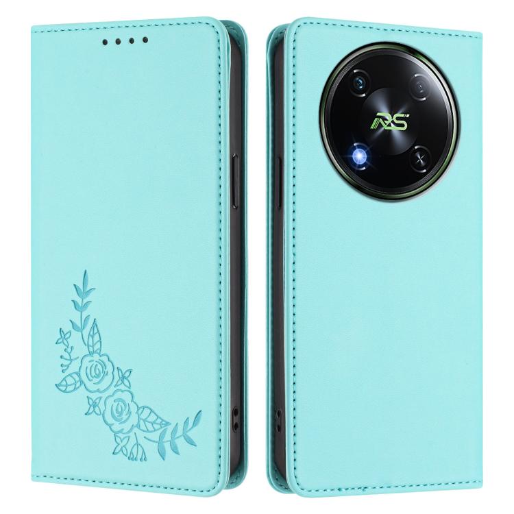 For Itel RS4 / S666LN Peony Embossed Magnetic RFID Vegan Leather Phone Case