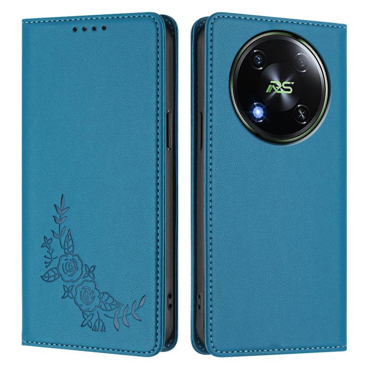 For Itel RS4 / S666LN Peony Embossed Magnetic RFID Vegan Leather Phone Case