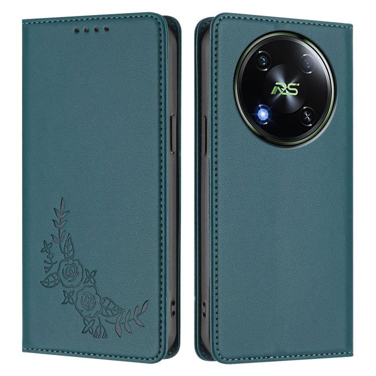For Itel RS4 / S666LN Peony Embossed Magnetic RFID Vegan Leather Phone Case