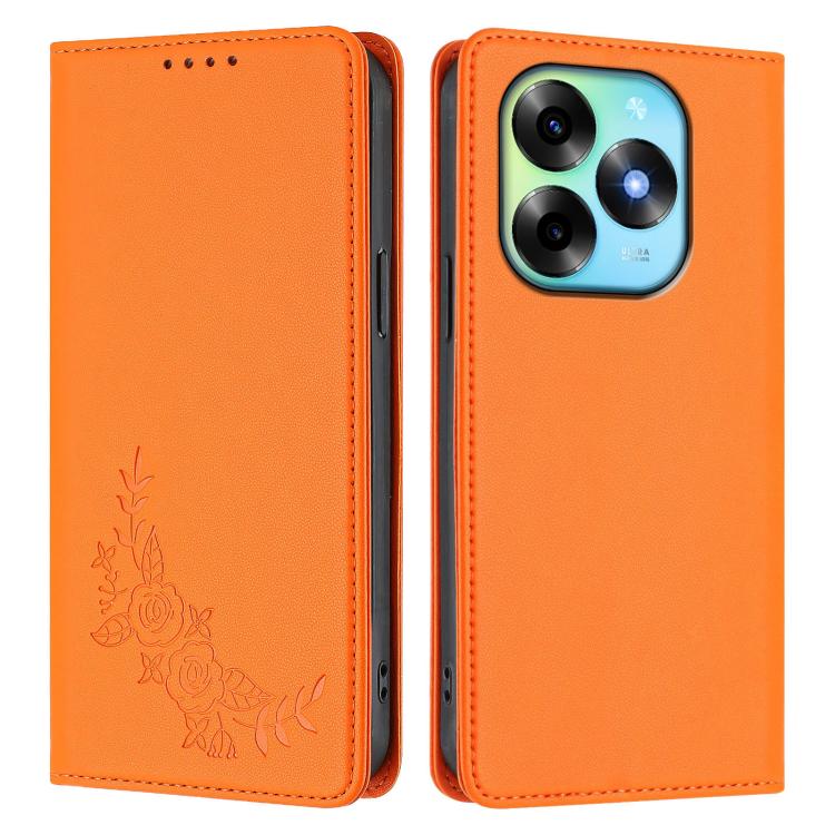 For Itel S23+ Peony Embossed Magnetic RFID Vegan Leather Phone Case