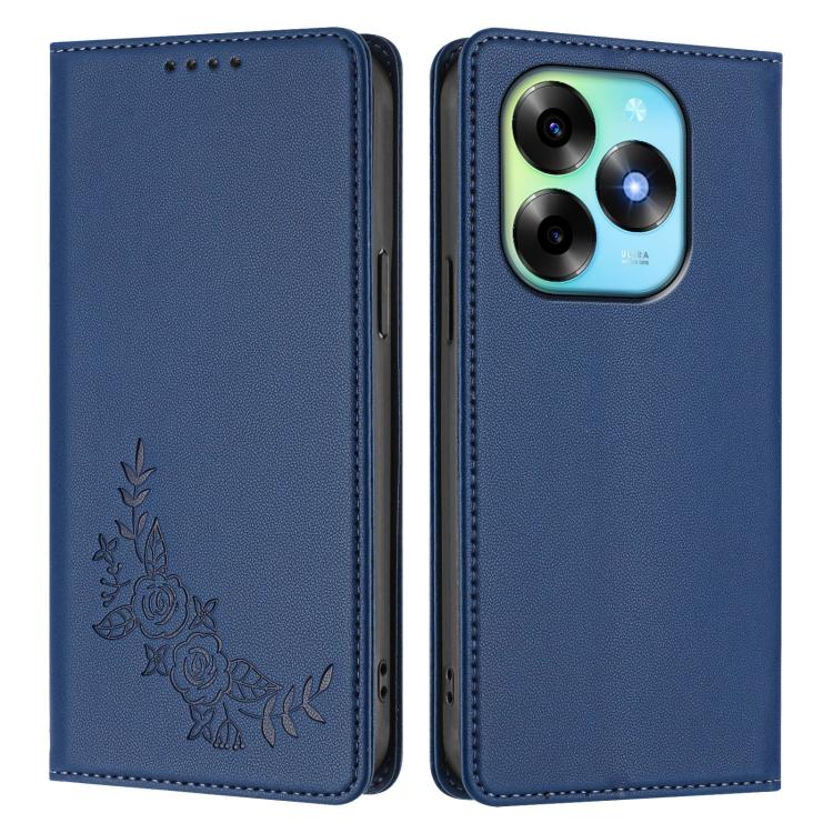 For Itel S23+ Peony Embossed Magnetic RFID Vegan Leather Phone Case