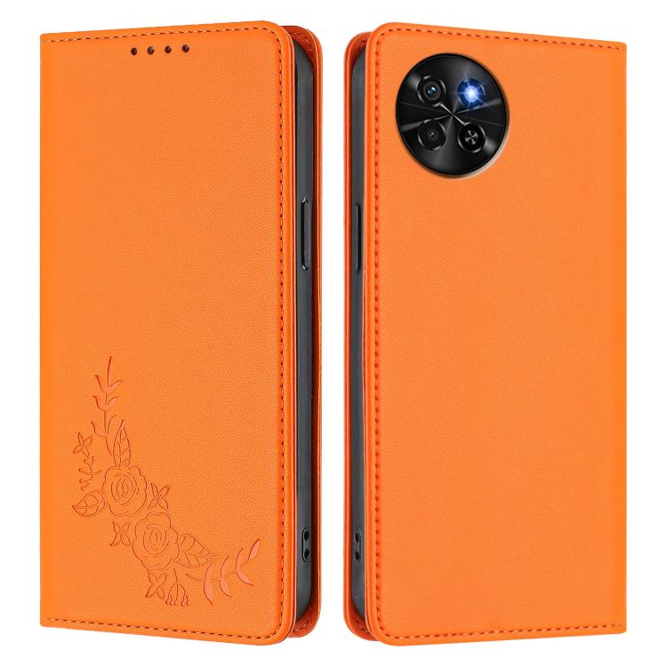 For Itel S23 / S665L Peony Embossed Magnetic RFID Vegan Leather Phone Case