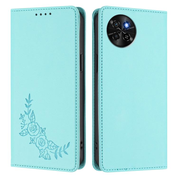 For Itel S23 / S665L Peony Embossed Magnetic RFID Vegan Leather Phone Case