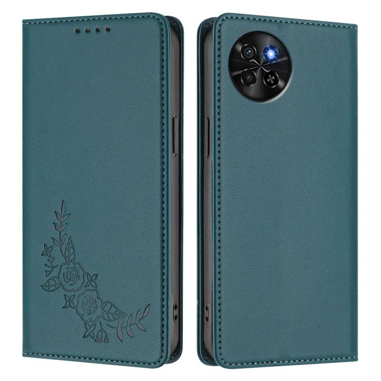 For Itel S23 / S665L Peony Embossed Magnetic RFID Vegan Leather Phone Case