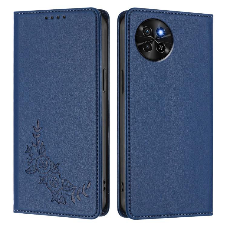 For Itel S23 / S665L Peony Embossed Magnetic RFID Vegan Leather Phone Case
