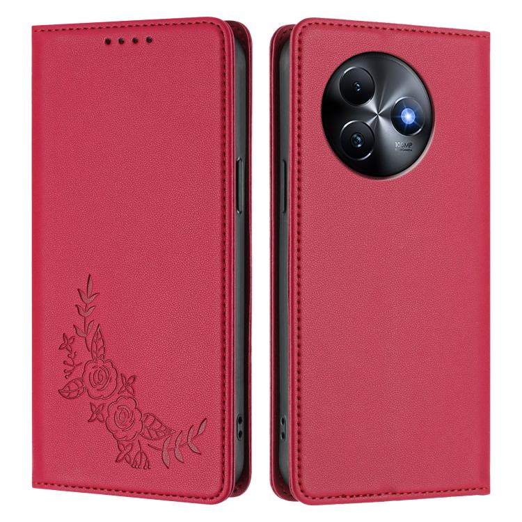 For Itel S24 Peony Embossed Magnetic RFID Vegan Leather Phone Case