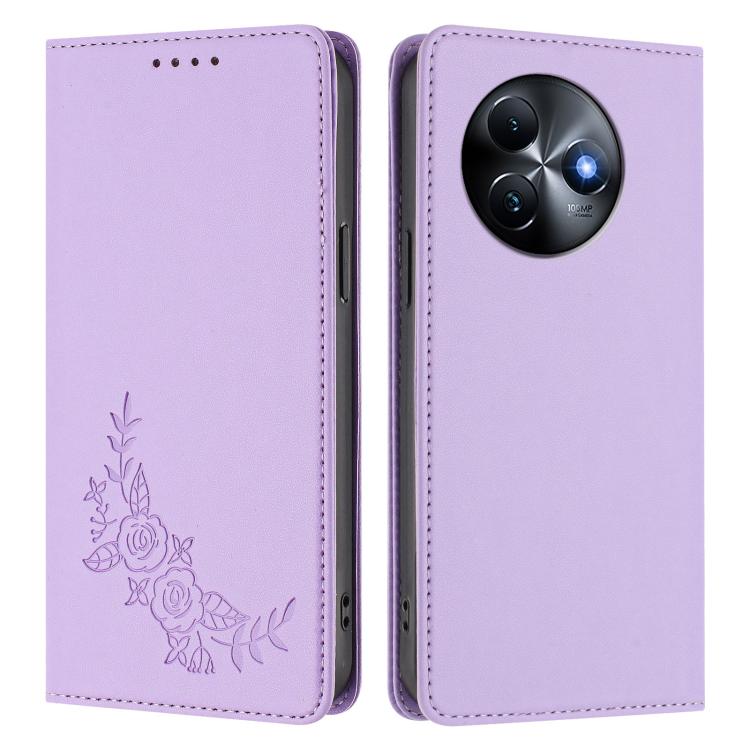 For Itel S24 Peony Embossed Magnetic RFID Vegan Leather Phone Case
