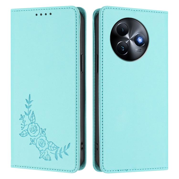For Itel S24 Peony Embossed Magnetic RFID Vegan Leather Phone Case