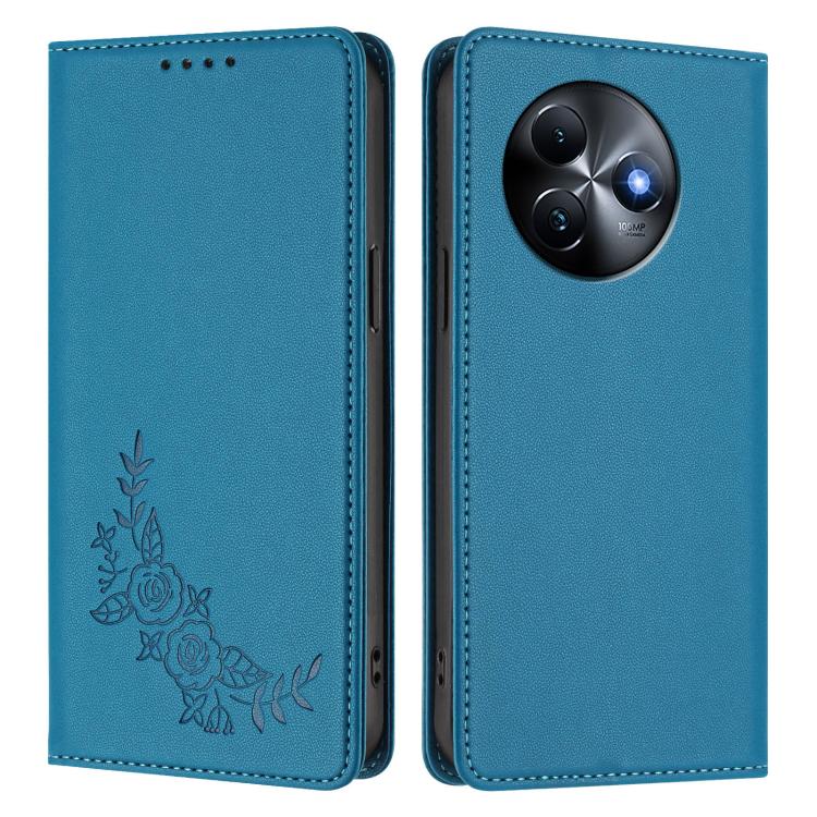For Itel S24 Peony Embossed Magnetic RFID Vegan Leather Phone Case