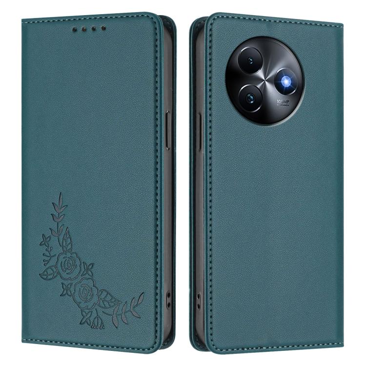 For Itel S24 Peony Embossed Magnetic RFID Vegan Leather Phone Case
