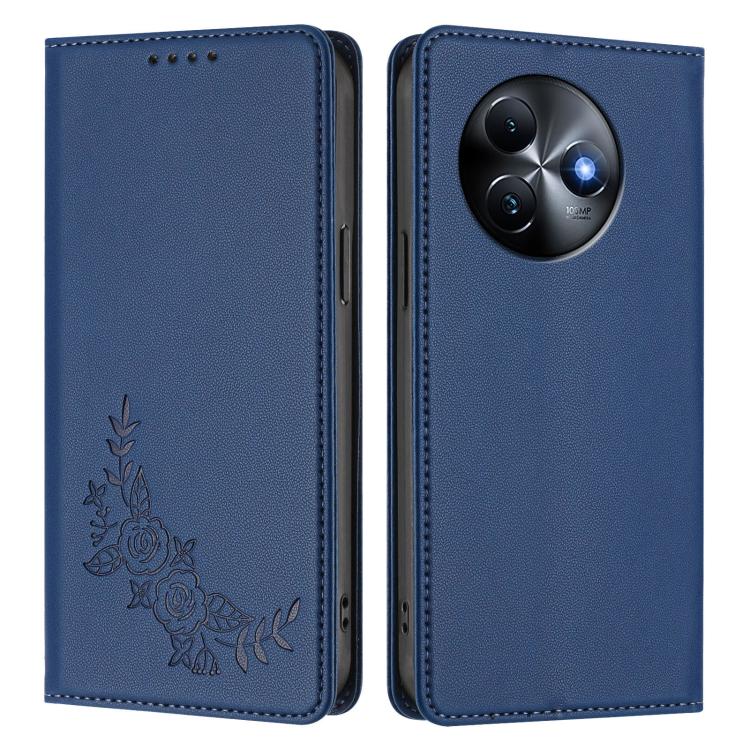 For Itel S24 Peony Embossed Magnetic RFID Vegan Leather Phone Case