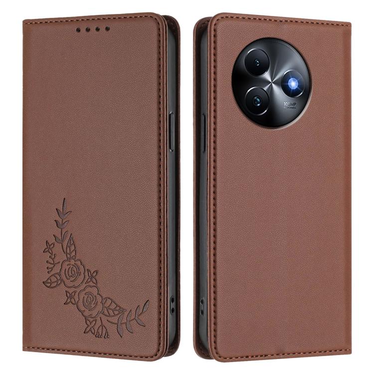 For Itel S24 Peony Embossed Magnetic RFID Vegan Leather Phone Case