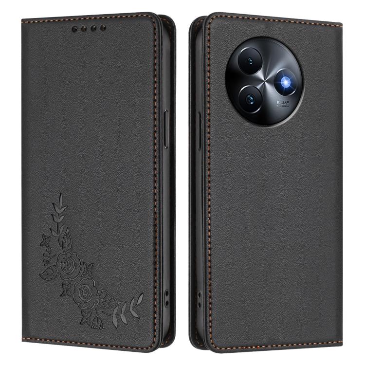 For Itel S24 Peony Embossed Magnetic RFID Vegan Leather Phone Case