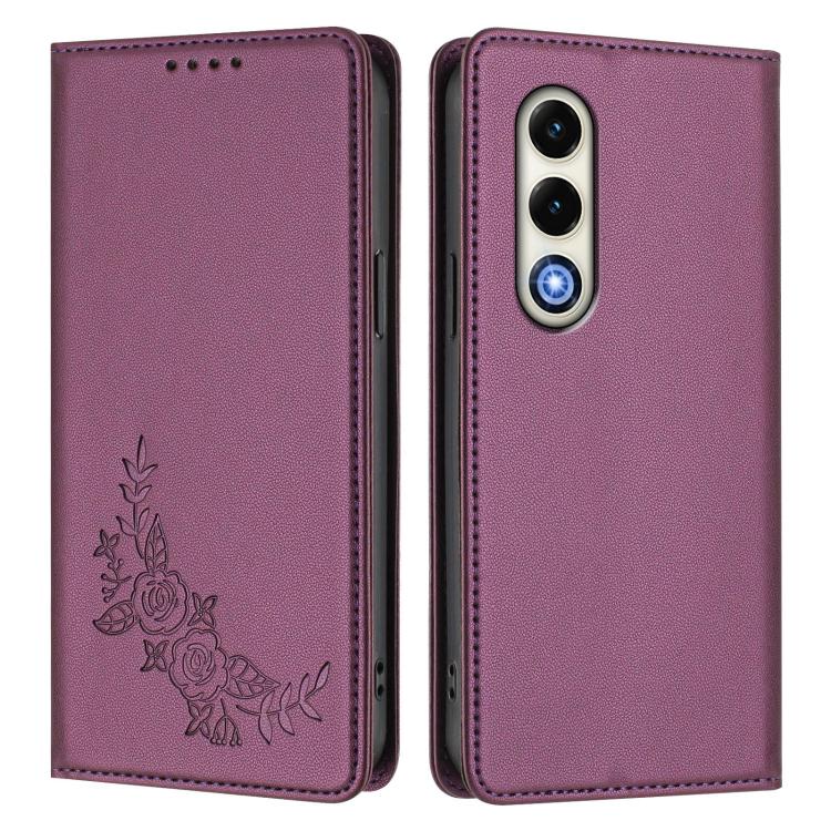 For Itel S25 4G Peony Embossed Magnetic RFID Vegan Leather Phone Case