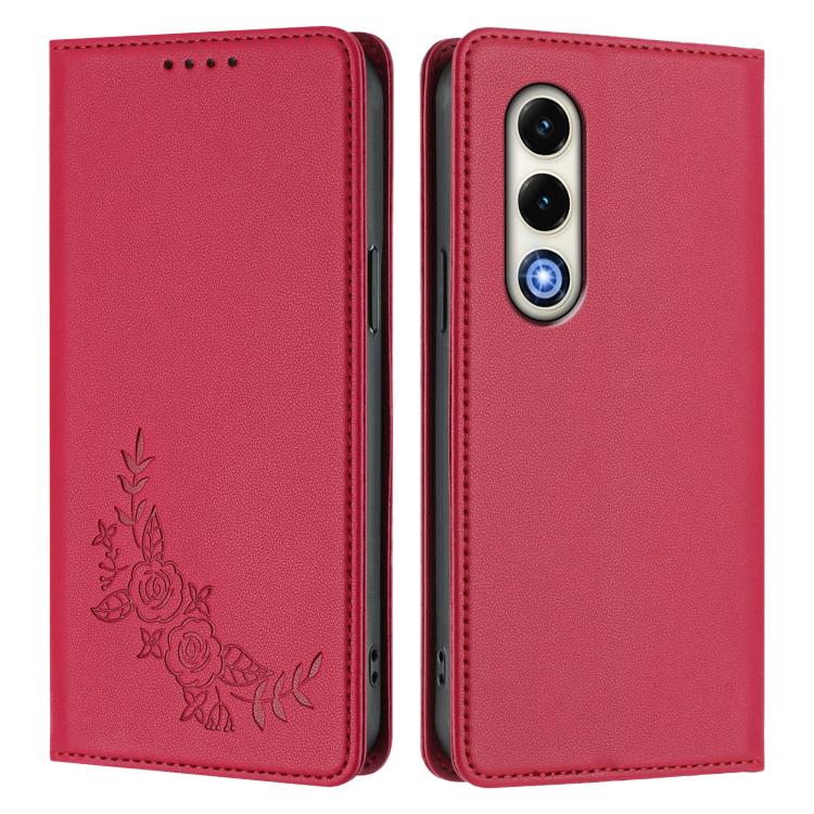 For Itel S25 4G Peony Embossed Magnetic RFID Vegan Leather Phone Case
