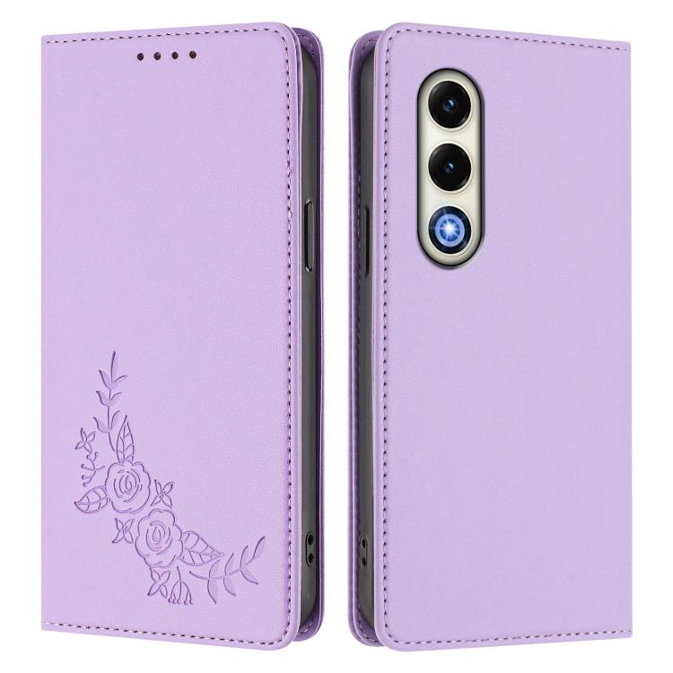 For Itel S25 4G Peony Embossed Magnetic RFID Vegan Leather Phone Case