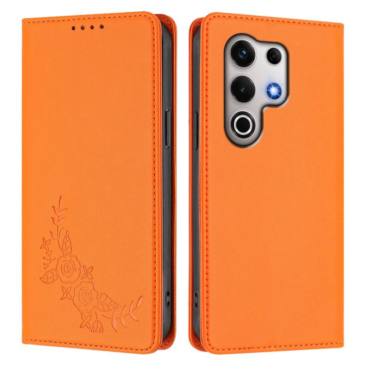 For Itel S25 Ultra 4G Peony Embossed Magnetic RFID Vegan Leather Phone Case