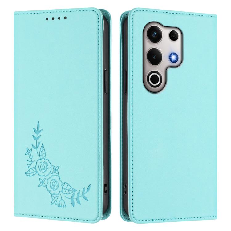 For Itel S25 Ultra 4G Peony Embossed Magnetic RFID Vegan Leather Phone Case