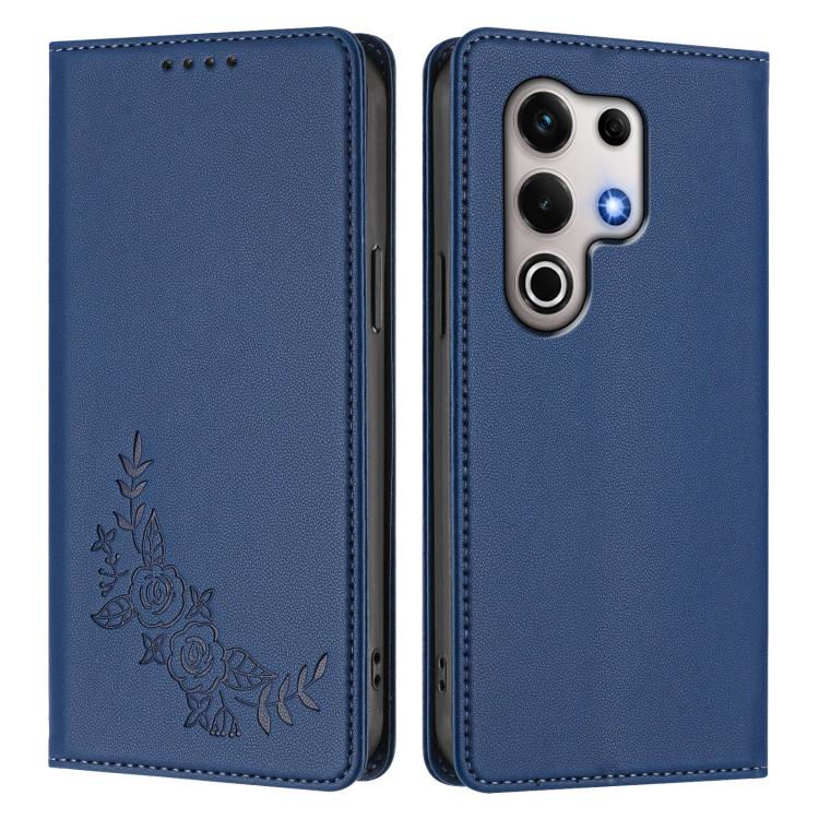 For Itel S25 Ultra 4G Peony Embossed Magnetic RFID Vegan Leather Phone Case