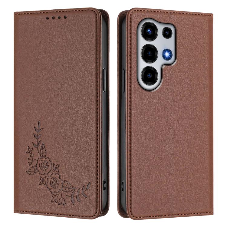 For Itel Super S26 Ultra Peony Embossed Magnetic RFID Vegan Leather Phone Case