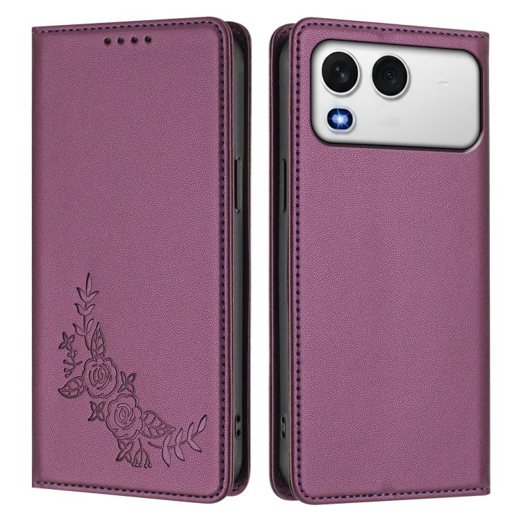 For Itel A200 4G / A200+ 4G Peony Embossed Magnetic RFID Vegan Leather Phone Case