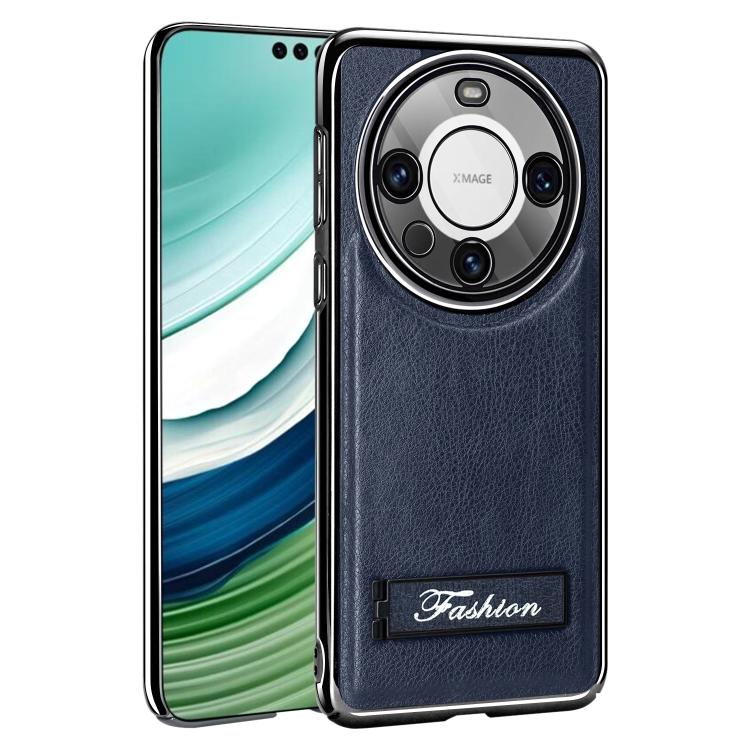 For Huawei Mate 60 Pro Fashion Electroplated Fold Holder Shockproof Phone Case