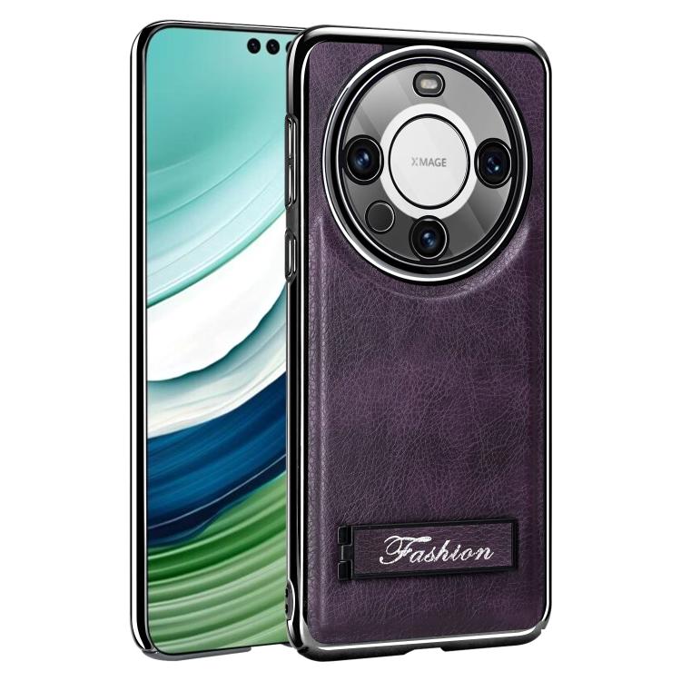 For Huawei Mate 60 Pro Fashion Electroplated Fold Holder Shockproof Phone Case
