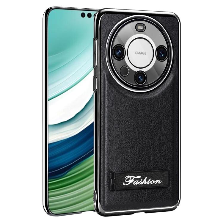 For Huawei Mate 60 Pro Fashion Electroplated Fold Holder Shockproof Phone Case