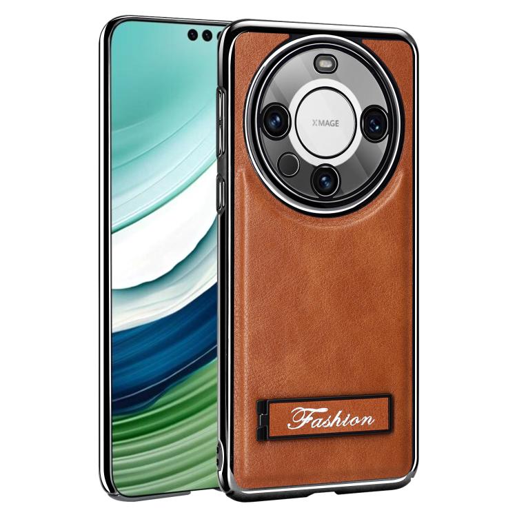 For Huawei Mate 60 Pro Fashion Electroplated Fold Holder Shockproof Phone Case