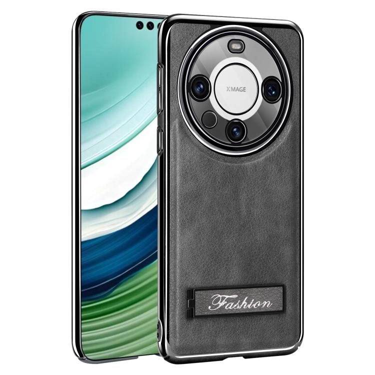For Huawei Mate 60 Pro Fashion Electroplated Fold Holder Shockproof Phone Case