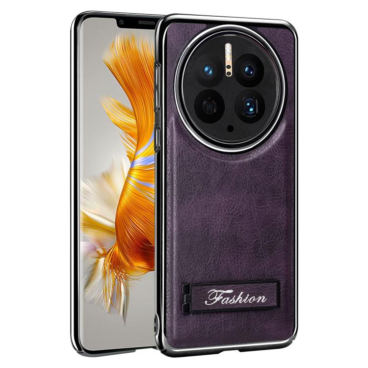 For Huawei Mate 50 Pro Fashion Electroplated Fold Holder Shockproof Phone Case