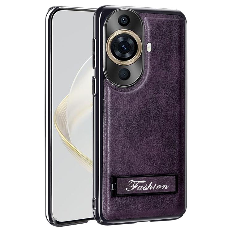 For Huawei Nova 11 Fashion Electroplated Fold Holder Shockproof Phone Case