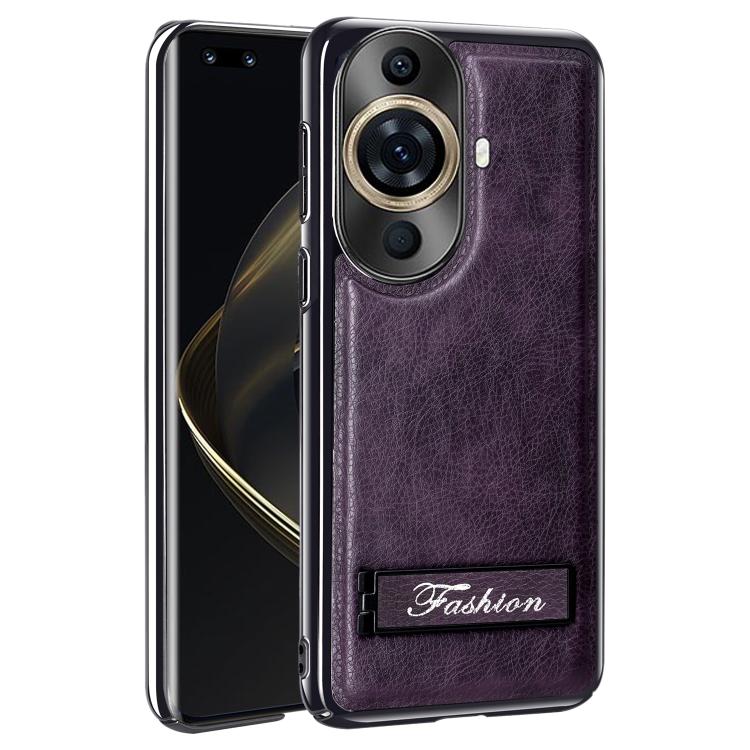For Huawei Nova 11 Pro Fashion Electroplated Fold Holder Shockproof Phone Case