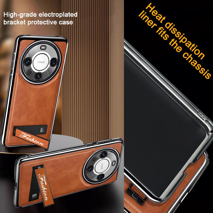 For Huawei Mate 40 Pro Fashion Electroplated Fold Holder Shockproof Phone Case
