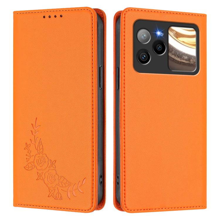 For BLU Bold N4 Peony Embossed Magnetic RFID Vegan Leather Phone Case