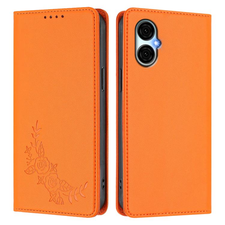 For BLU G53 Peony Embossed Magnetic RFID Vegan Leather Phone Case