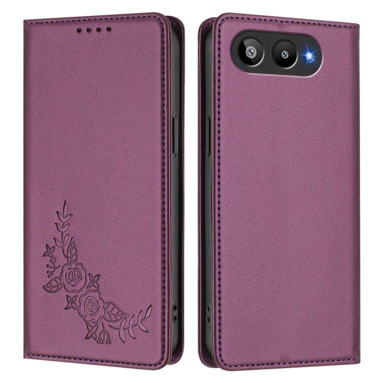 For BLU G95 Peony Embossed Magnetic RFID Vegan Leather Phone Case