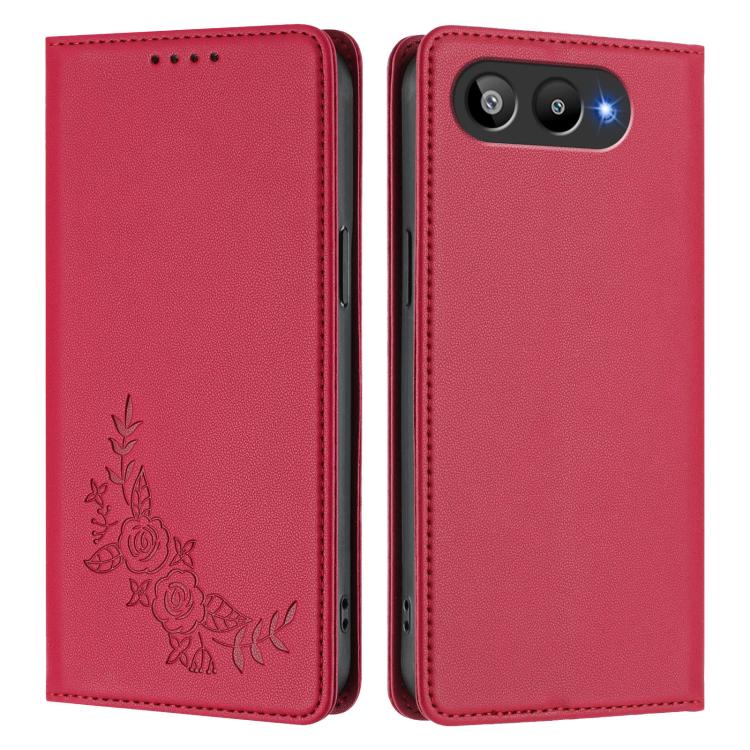 For BLU G95 Peony Embossed Magnetic RFID Vegan Leather Phone Case