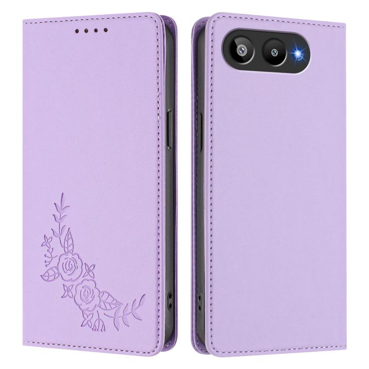 For BLU G95 Peony Embossed Magnetic RFID Vegan Leather Phone Case