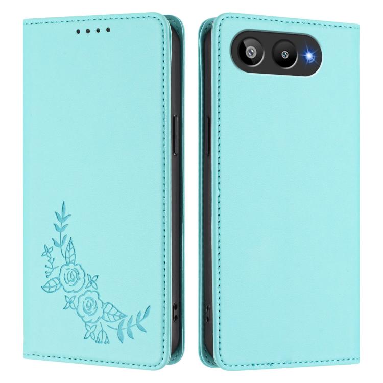 For BLU G95 Peony Embossed Magnetic RFID Vegan Leather Phone Case