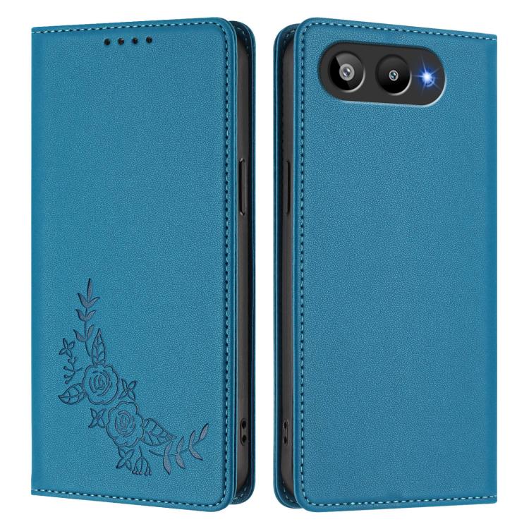 For BLU G95 Peony Embossed Magnetic RFID Vegan Leather Phone Case