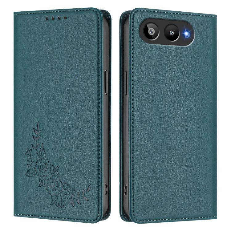 For BLU G95 Peony Embossed Magnetic RFID Vegan Leather Phone Case